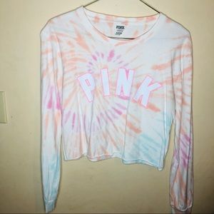 Pink long sleeve cropped T-shirt